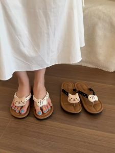 Dép Tông Nữ Xỏ Ngón Sticker Mèo Cá Đế Mềm Đi Biển Phong Cách Mới TONGMEO2