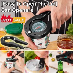 [Easy To Open The Lid] Multifunction Manual Metal Can Opener Heavy Duty Durable Anti-Slip Bottle Opener Kitchen Tools