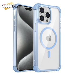 KISSCASE Luxury Armor Clear Magsafe Phone Case For iPhone 15 14 13 12 11 Pro Max 15 14 Plus Four Corner Anti-fall Wireless Charging PC+TPU Hard Shockproof Back Cover For iphone 15 14 13 12 11