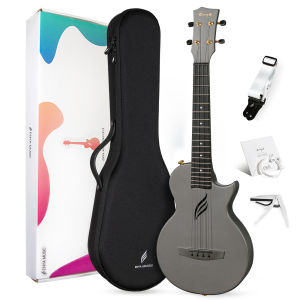 Enya Tenor Ukulele 26 Inch NOVA UE PRO Carbon Fiber Cutaway Travel Ukelele for Adult with Beginner Bundle Kit Including Online Video Lessons Case Strap Capo