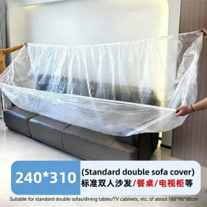 3Pcs Transparent Disposable Bed Dust Cover Waterproof Thick Plastic Furniture Protection Easy Application Elastic Edges