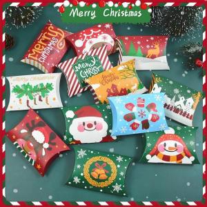 20/30ชิ้น กล่องของขวัญคริสต์มาสรูปหมอน / กล่องบรรจุภัณฑ์กระดาษสุขสันต์วันคริสต์มาส / กล่องขนมสำหรับเด็ก / กล่องของขวัญซานตาคลอส