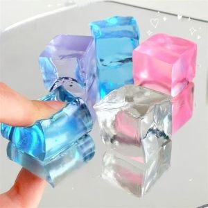 Squishy Fidget Squeeze Toy 10Pcs Mini Small Ice Cube Transparent Soft Pinch Novelty Fun Cool Stress Relief Adults Birthday Gifts