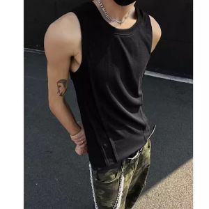 Mens Ice Silk U-Neck Sleeveless Vest Quick Dry Comfortable Fit Summer T-Shirt Youth Fashion round Neck Pull-On Tank Top