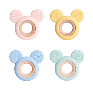 TYRY.HU 1pcs/4pcs Silicone Teether Baby Cartoon Mickey Teething Toys Necklace Pendant Nursing Teeth Gift Baby Silicone Toys