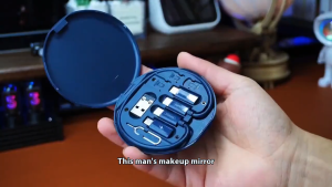 4-in-1 ชุดสายชาร์จอะแดปเตอร์สําหรับ ios/Type C/Micro แบบพกพา กล่องเก็บสายเคเบิลข้อมูลมัลติฟังก์ชั่น