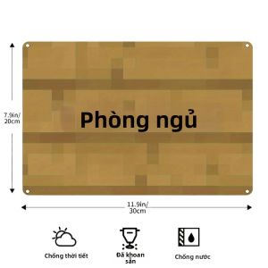 Biển Hiệu Kim Loại Nghệ Thuật Pixel Cổ Điển Họa Tiết Gỗ Khảm Đồ Trang Trí Nhỏ Cho Phòng Ngủ Phòng Game Dễ Lắp Đặt Làm Bằng Sắt.