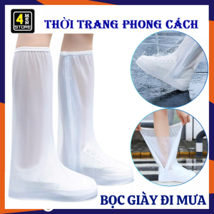 Ủng Đi Mưa Silicon Cổ Cao Trong Suốt - Bọc Giày Đi Mưa Chống Nước Chống Trượt Gọn Nhẹ Dễ Mang - Bao Giày Lội Nước Có Khoá Kéo 2 Lớp Chống Trượt Hiệu Quả