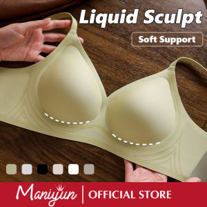 Maniyun Seamless Bra Women Comfortable Non Wired Fixed Cup Invisible Soft Lift Push Up T-Shirt Bra