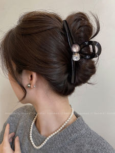Velvet Pearl Shiny Diamond Large Hair Clip Womens New 2025 Shark Clamp Headwear Elegant Sensation Back of Head Early Spring