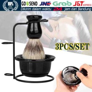 【Grosir Murah】3 Buah/Set Peralatan Cukur Kuas Sabun Kuas Pangkas Rambut Kuas Barbershop Shaving Brushes Stand Kuas Barber