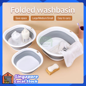 Collapsible Basin S/M/L Square Plastic Bucket Car Wash Bathroom Basin Home Cleaning Kitchen Water Tank Lightweight Hanging Bath Bucket 折叠水桶