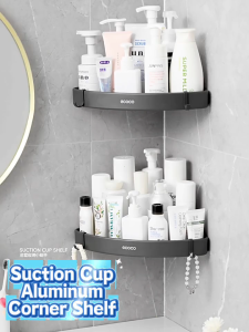 Ecoco Corner Shelf Aluminum Alloy Corner Rack Organizer Drill-free Suction Cup Shower Storage Rack