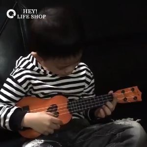 Mini 4 Strings Ukulele Guitar Toy Simulation Guitar Musical Instruments for Kids Children Early Education Intellectual Development Toy