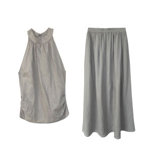 Summer Slimming Off-Shoulder Top and Wide-Leg Skirt Set