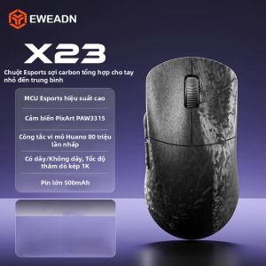 EWEADN | Chuột Chơi Game Không Dây Siêu Nhẹ EWEADN X23 Carbon Fiber 16000DPI PAW3315 Ba Chế Độ 500mAh Pin Kép 1K Dành Cho Tay Nhỏ Đến Trung Bình Esports
