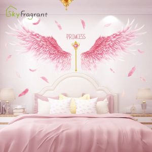 Angel Wings Wall Stickers For Girls Rooms Home Bedroom Wardrobe Background Wall Decoration Self Adhesive Vinyl Sticker Wallpaper