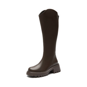 DUSTO | New Fashion Thick Heel Zippered Round Toe Graceful Long Boot