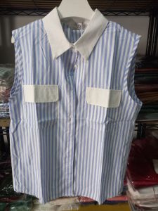 Gi-ants N-61เสื้อเชิ้ตแขนกุด ลายริ้วผ้าแฟชั่น ทรงสวยใส่สบาย งานป้าย