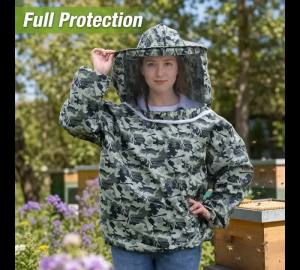 Foldable Beekeeping Suit Jacket Veil Set Double Zippered Beekeeping Protective Suit anti-bee Beekeeper Clothing with Hat 