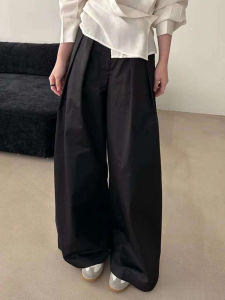 Black High Waist Wide Leg Pants Womens Spring Autumn New Lazy Style Loose Slimming Drapey Straight Floor-Length Trousers