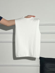 La Chapelle White Knitted Base Shirt Sleeveless Half High Collar Womens Slim Fit Layering Top Casual Style Commute Fashion