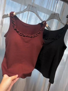 Áo Ba Lỗ Cotton Dài Vừa Phải Có Dây Đeo Cổ Tròn Cho Nữ Mùa Thu Có Đệm Ngực Áo Lót Cotton Thoáng Khí Thoải Mái Mặc Thường Ngày