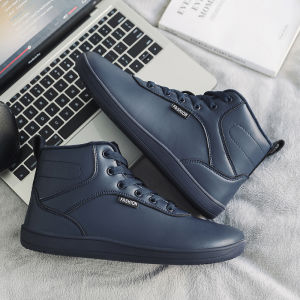 XueChur High Top Winter Wide Toe Waterproof Men Walking Shoes PU Leather Wide Feet Swollen Shoes Couple Hallux valgus Adjusting Soft Comfortable Diabetic Walking Shoes Big Size 45 46 47 48