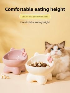 VOA | Anti-Tip Ceramic Cat Food Bowl with Neck Support and Large Opening