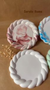 Khay Đế Tròn Vân Đẹp Nhiều Màu Đế Lót Trang Trí Decor Phụ Kiện Nến Thơm Dụng Cụ Trưng Bày DIY