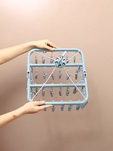 Clip Cloth Drying Hanger Foldable 32 Clips Wardrobe Storage Organizer Space Saver Penyangkut Baju Socks Hanger Cloth Magic Drying Rack 多功能衣架