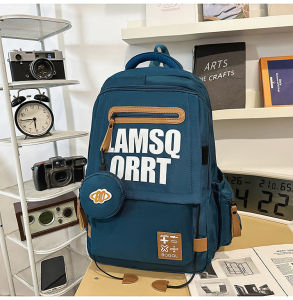 Reduced Load School Bag College Trendy Cool Simple Letter Double Shoulder Backpack for Junior And High School Students