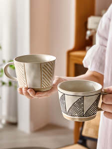 Cốc Cà Phê Gốm Cổ Điển Nhật Bản Yagang Cho Cặp Đôi Cốc Nước Văn Phòng Cốc Gốm Nghệ Thuật Sáng Tạo Cốc Đựng Nước 350ml