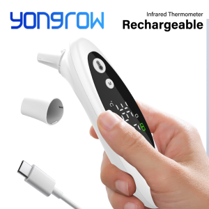 Yongrow Rechargeable Infrared Ear Thermometer 3 Modes Forehead/Ear/Room Temperature Measurement Records And Alarm Light