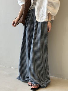 High Waist Striped Wide Leg Pants Womens Summer Loose Slimming Casual Trousers Long Pants Casual Style Commute Wind