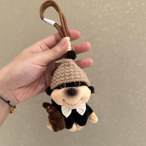 Rabbit Khaki Hat Small Shiba Inu Stuffed Pendant Bag Ornaments Cartoon Puppy Doll Keychain Creative Gift for Women