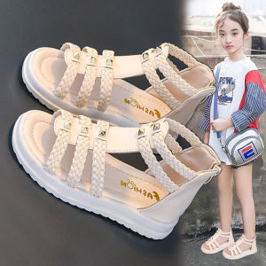 Princess Style Girls Sandals Roman Shoes Fish Mouth Design Summer New Fashion Childrens Shoes for Little Girls And Big Kids