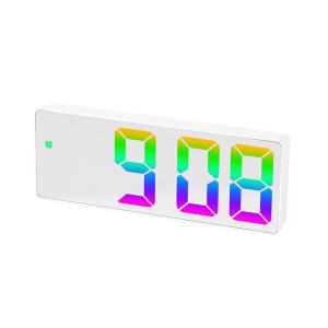 Led Mirror Digital Alarm Clock 12/24 Hours Adjustable Brightness Colorful Large Screen Desk Clocks Bedroom Desktop Decoration