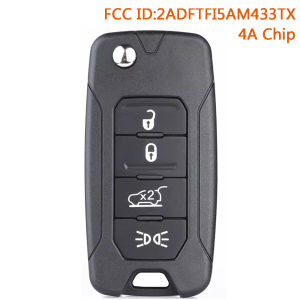 KEYECU RX2RKEL9 Remote Key 4A /ID48 Chip 433MHz for Jeep Renegade 2016 2017 2018 2ADFTFI5AM433TX FI5-AM433TX