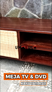 Meja TV 50 Inci Rangka Kayu Jati & Bufet Rotan Sintetis