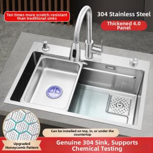 Food Grade 304 Stainless Steel Thickened Non-Coated Single Basin Kitchen Sink