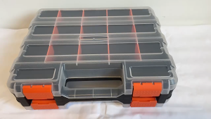 Double Side Organizer Toolbox Tool Case Double-Sided Tool Box Hardware Storage Case Portable Handle For Bolt Screws Removable Dividers