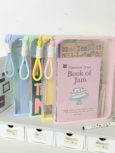 SKISOPGO [NEW] L-Type Book Storage Bag Transparent Waterproof A4 File Bag Folders Stationery Office Organizer