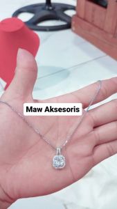 Best Quality  Kalung Itali Liontin Full Permata Kotak Import Stainless Steel Terbaru Kekinian Bisa COD