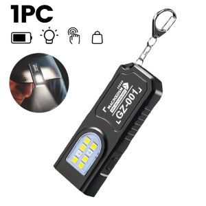 LED Keychain Flashlight Type C Rechargeable 550LM Portable Mini Torch Pocket Lantern Flood Work Light With Magnet For Emergency