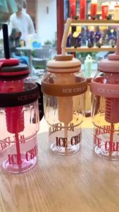 1300ML Space Cup with straw and Tea Filter Drinking Glass Coffee Mug Water Bottle Cover Plastic Lid