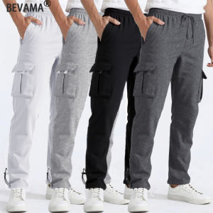 Mens Sweatpants Straight Fit Joggers for Sports and Streetwear Loose Oversized Drawstring Long Pants Men Multi-pocket Pants