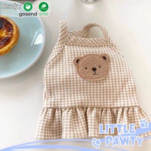 Littlepawty - Plaid Bear Dress | Baju Anjing Kucing Gaun Checkered Anabul Premium Top Dog Cat