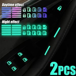 Luminous Car Window Lifter Switch Button Stickers Door Window Lift Night Safety Switches Decoration Fluorescent Decals