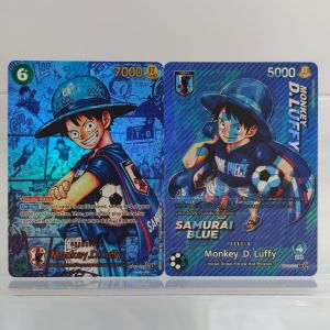 Bandai | DIY One Piece English Football Style Blue Manga Monkey D. Luffy OP13-118 OP16-022 Game Collection Texture Card Toy